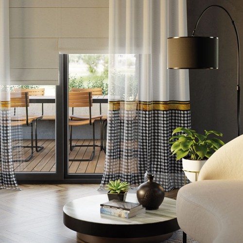 PETIT Firanka z ołowianką WOAL wzór od dołu, wysokość 315cm