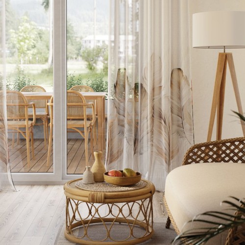 NATANIEL Firana z ołowianką ETAMINA wzór od dołu, wysokość 295cm