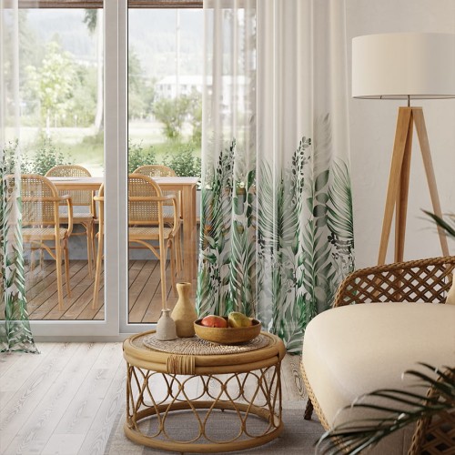 VERDURA Firana z ołowianką ETAMINA wzór od dołu, wysokość 295cm