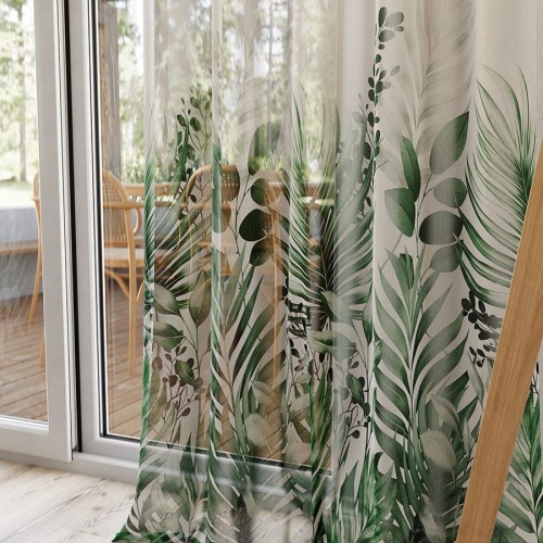 VERDURA Firana z ołowianką ETAMINA wzór od dołu, wysokość 295cm