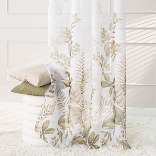 LIGIERO Firana z ołowianką ETAMINA wzór od dołu, wysokość 295cm, kolor biały