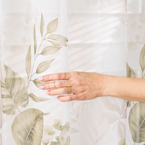 LIGIERO Firana z ołowianką ETAMINA wzór od dołu, wysokość 295cm, kolor biały