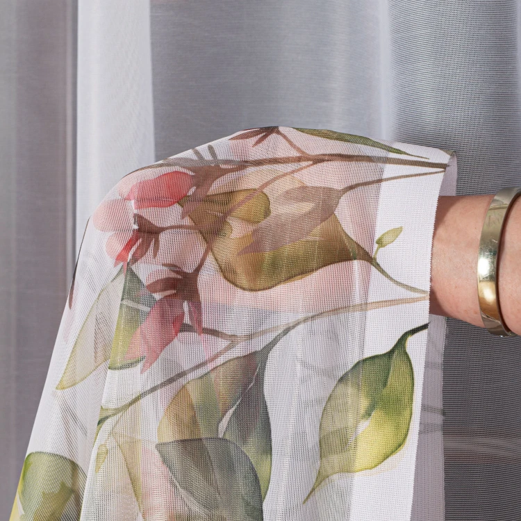 KWIATOWA ŁĄKA Firanka żakardowa 023426, wysokość 230cm, kolor biały