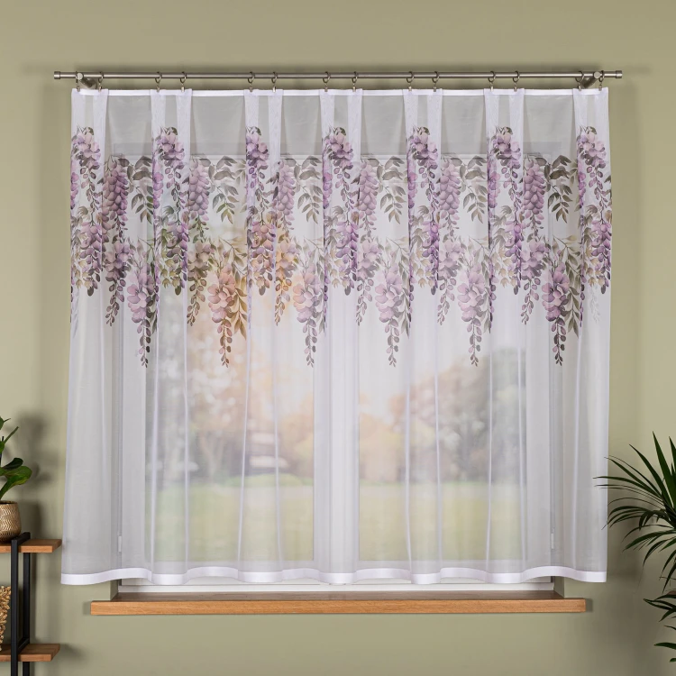 WISTERIA Firanka żakardowa 023426, wysokość 160cm, kolor biały