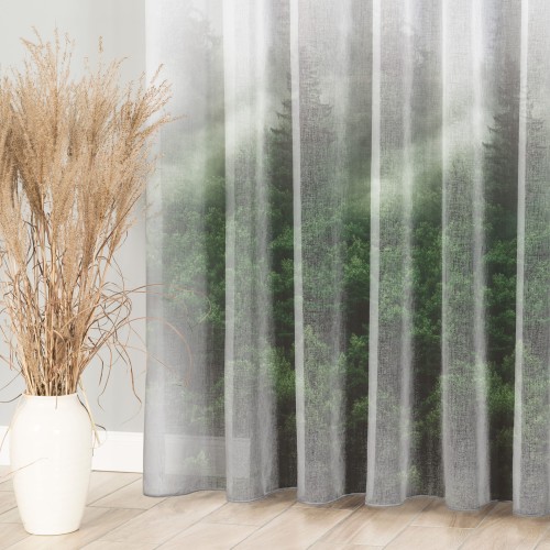 FOREST Firana z ołowianką ETAMINA wzór od dołu, wysokość 295cm, kolor zielony