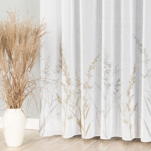 VERNA Firana z ołowianką ETAMINA wzór od dołu, wysokość 295cm, kolor biały