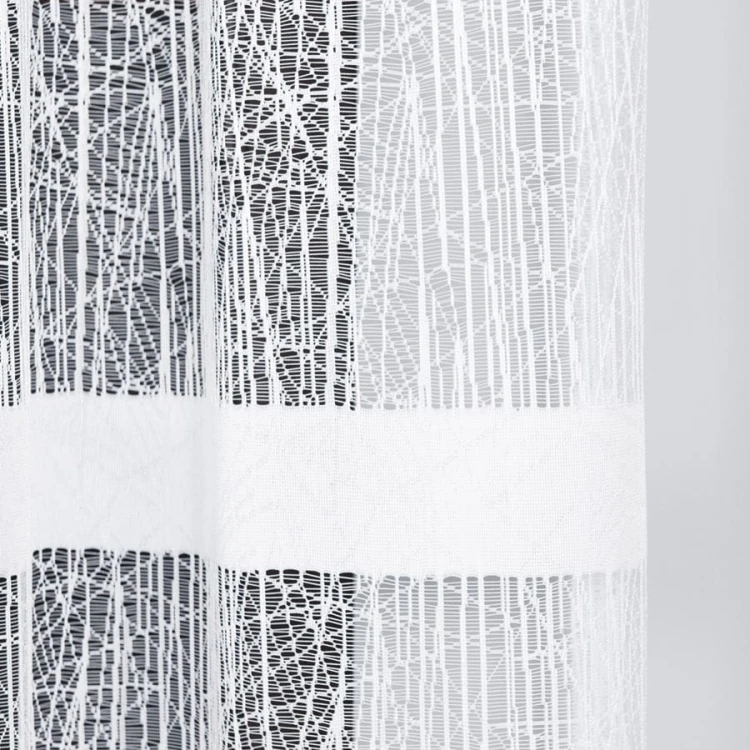 Firanka żakardowa ze wzorem pasowym, wysokość 270cm, kolor biały