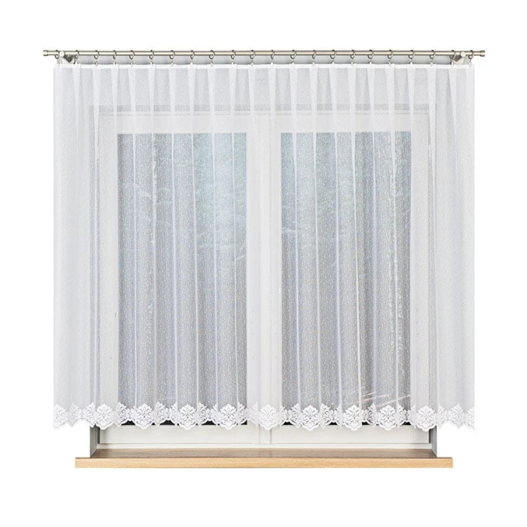 Firanka żakardowa ze wzorem na samym dole, wysokość 150cm, kolor biały