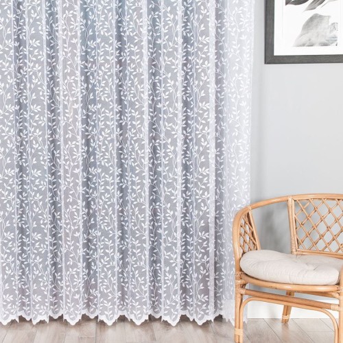 Firanka żakardowa ze wzorem, wysokość 220cm, kolor biały