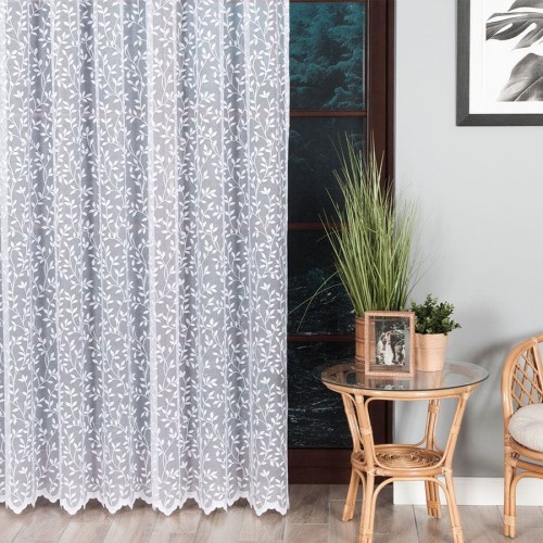Firanka żakardowa ze wzorem, wysokość 220cm, kolor biały