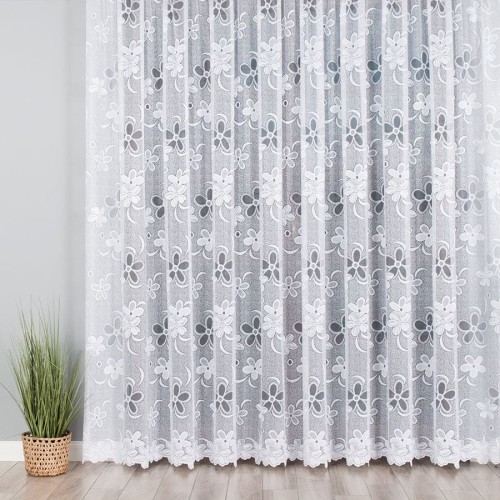 Firanka żakardowa ze wzorem, wysokość 300cm, kolor biały