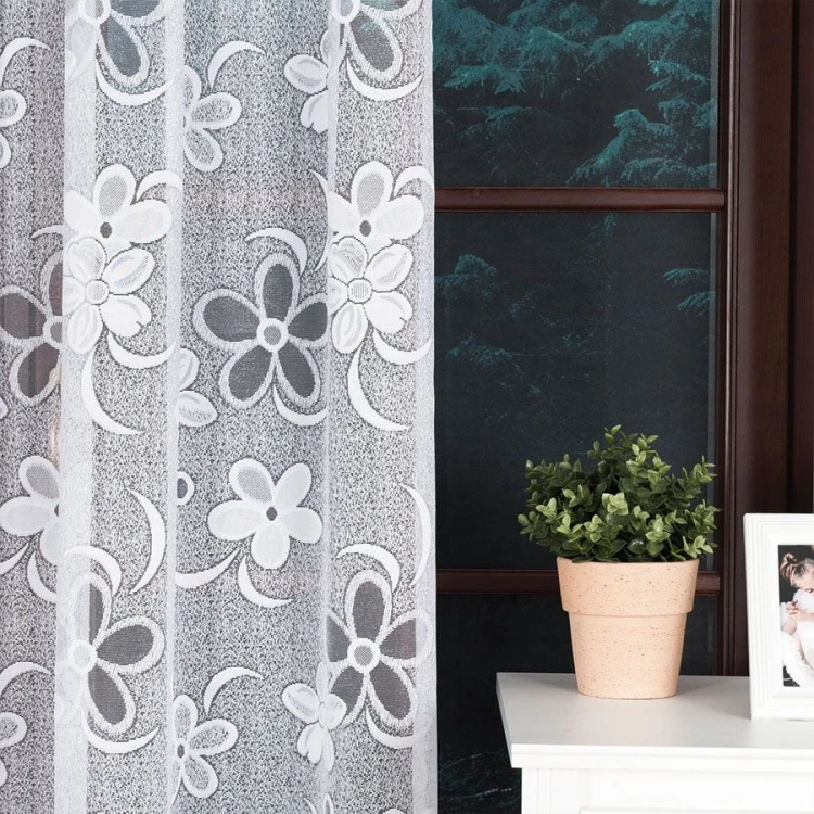 Firanka żakardowa ze wzorem, wysokość 300cm, kolor biały