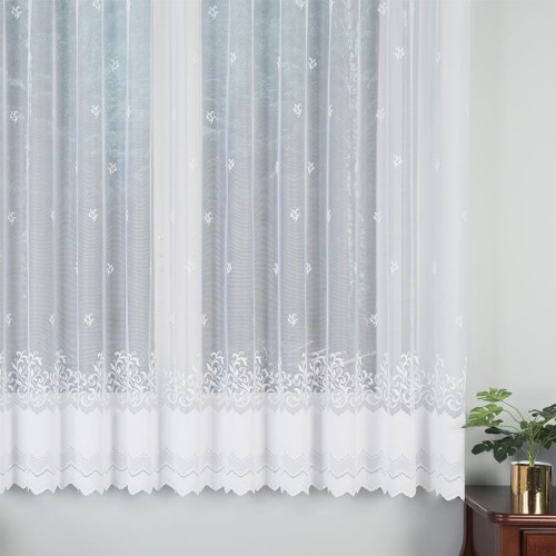 Firanka żakardowa ze wzorem, wysokość 180cm, kolor biały