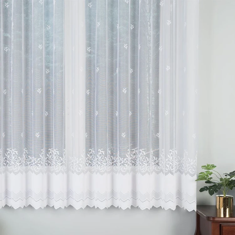 Firanka żakardowa ze wzorem, wysokość 180cm, kolor biały