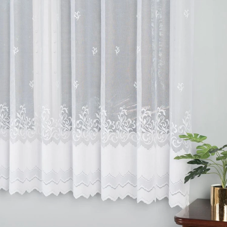 Firanka żakardowa ze wzorem, wysokość 180cm, kolor biały