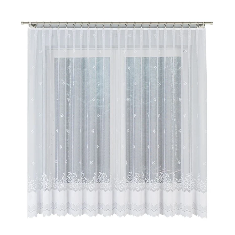 Firanka żakardowa ze wzorem, wysokość 180cm, kolor biały