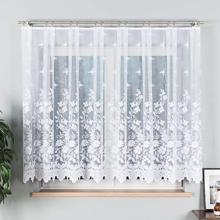 Firanka żakardowa ze wzorem, wysokość 150cm, kolor biały