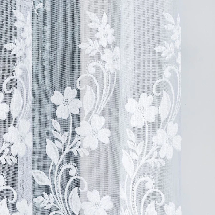 Firanka żakardowa ze wzorem, wysokość 150cm, kolor biały
