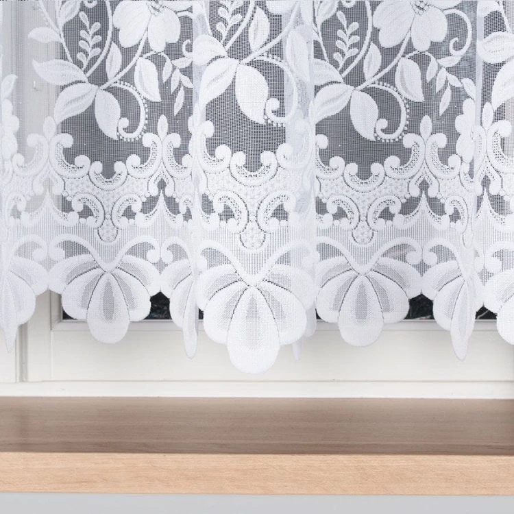 Firanka żakardowa ze wzorem, wysokość 150cm, kolor biały