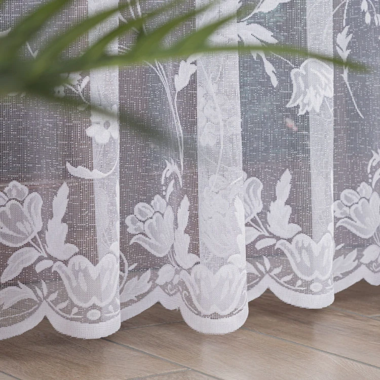 Firanka żakardowa ze wzorem, wysokość 230cm, kolor biały