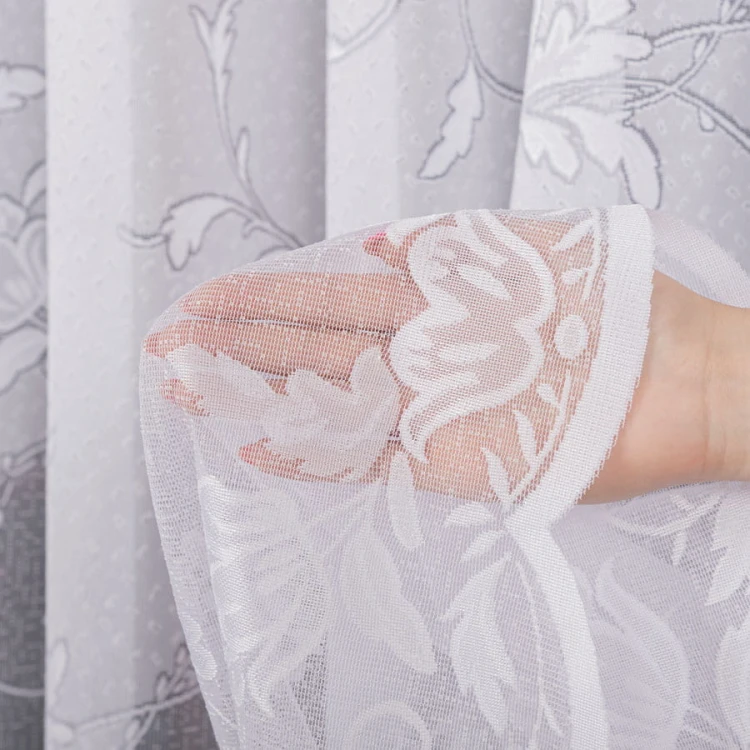 Firanka żakardowa ze wzorem, wysokość 230cm, kolor biały