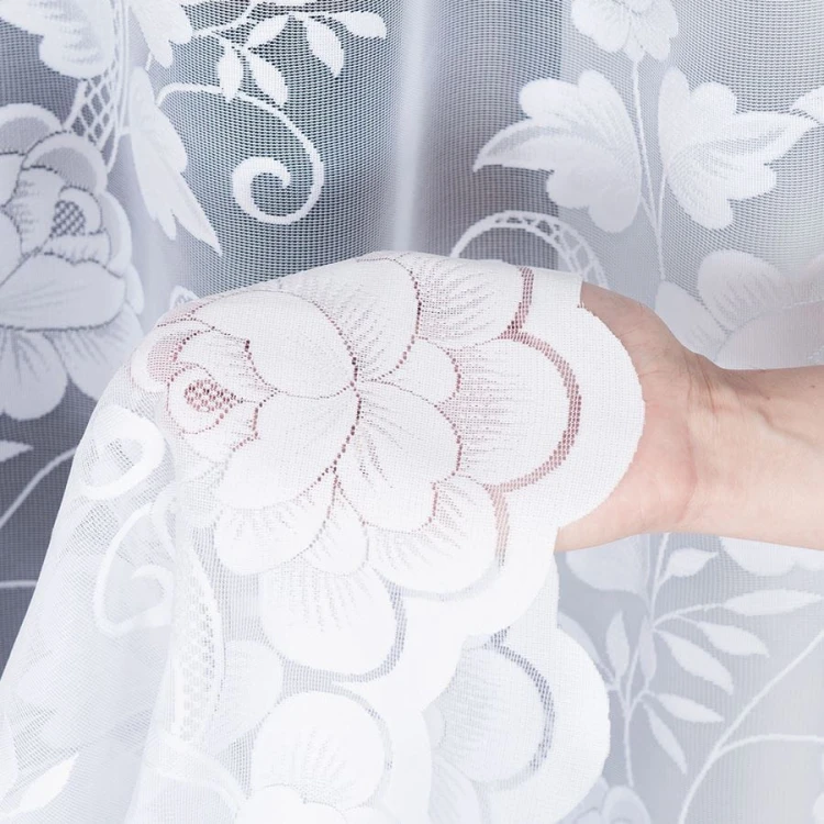 Firanka żakardowa ze wzorem, wysokość 250cm, kolor biały