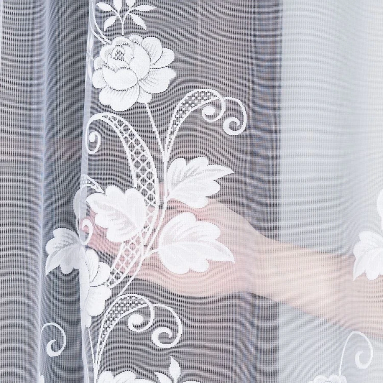 Firanka żakardowa ze wzorem, wysokość 250cm, kolor biały