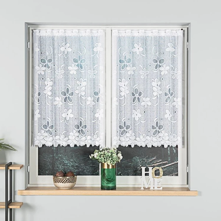 Firanka żakardowa ze wzorem, wysokość 110cm, kolor biały