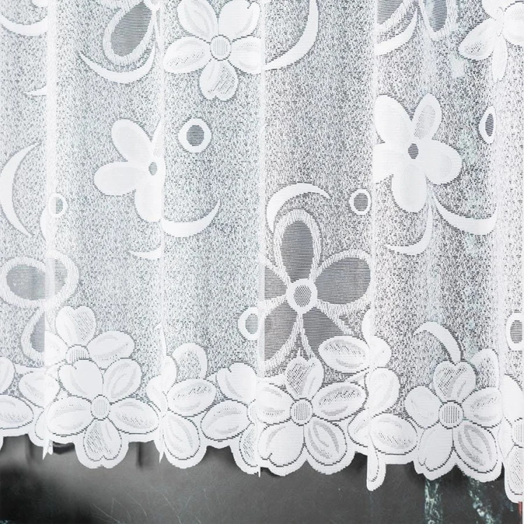 Firanka żakardowa ze wzorem, wysokość 110cm, kolor biały