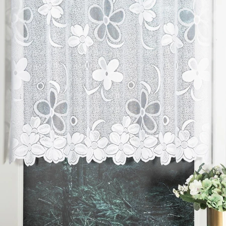 Firanka żakardowa ze wzorem, wysokość 110cm, kolor biały
