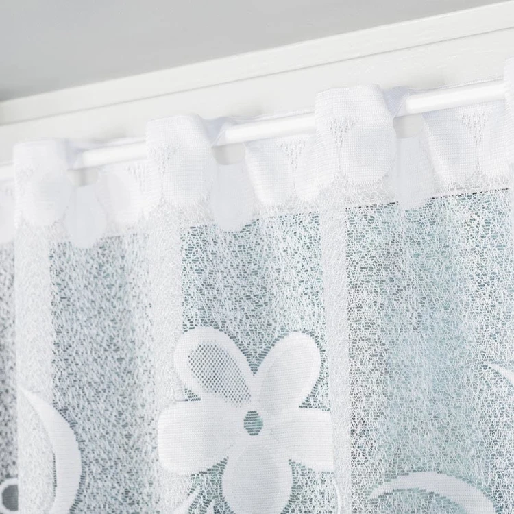 Firanka żakardowa ze wzorem, wysokość 110cm, kolor biały