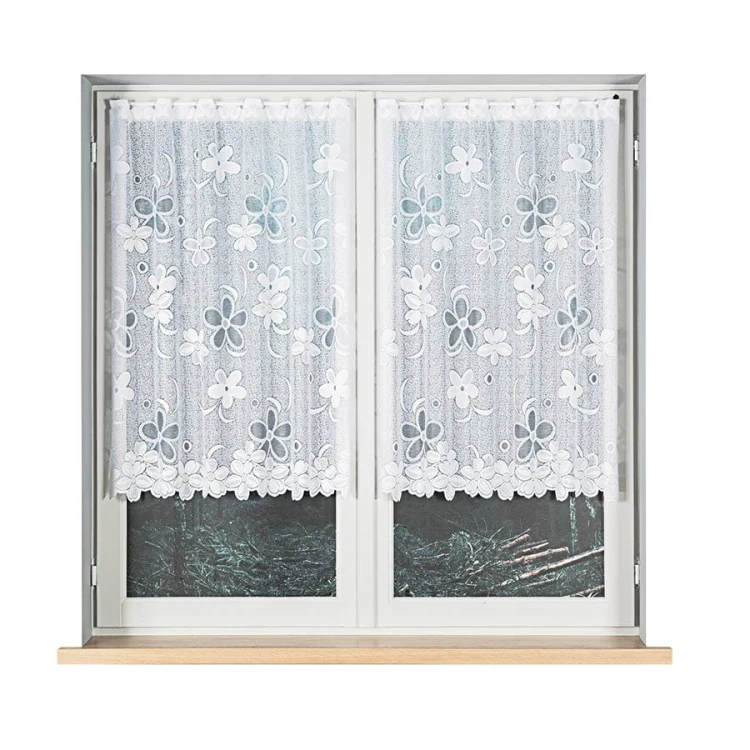 Firanka żakardowa ze wzorem, wysokość 110cm, kolor biały