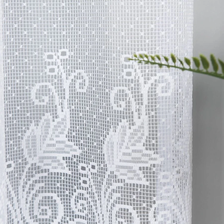 Firanka żakardowa ze wzorem pasowym, wysokość 250cm, kolor biały