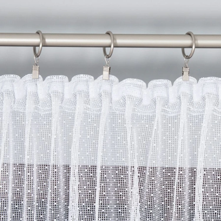 Firanka żakardowa ze wzorem pasowym, wysokość 250cm, kolor biały