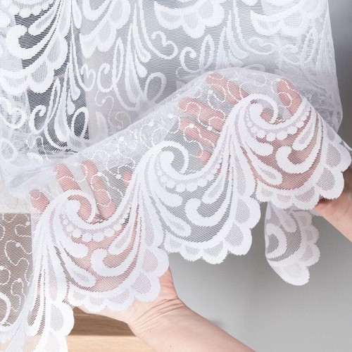 Firanka żakardowa ze wzorem pasowym, wysokość 160cm, kolor biały