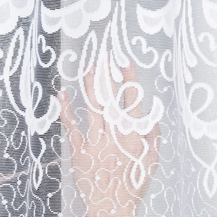 Firanka żakardowa ze wzorem pasowym, wysokość 160cm, kolor biały