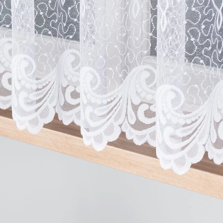 Firanka żakardowa ze wzorem pasowym, wysokość 160cm, kolor biały