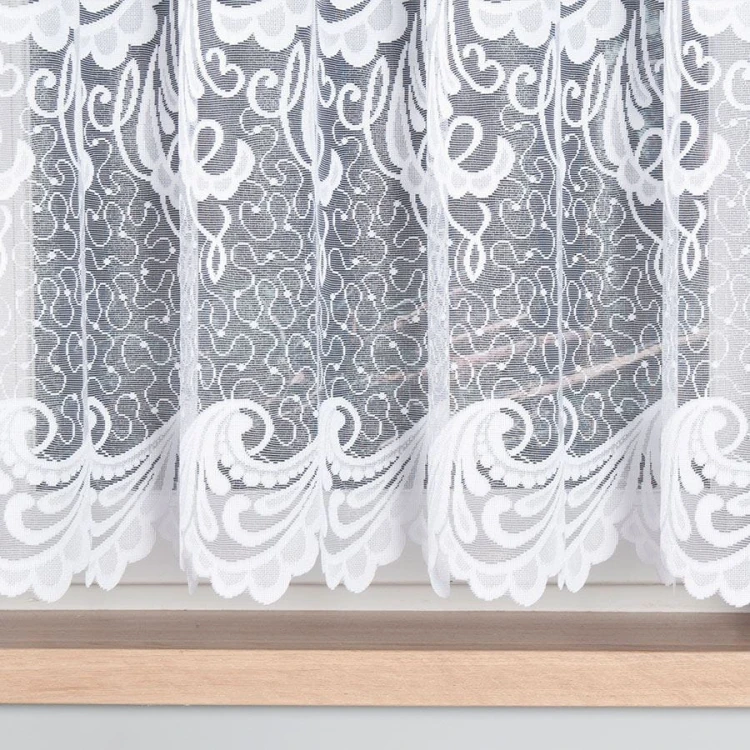 Firanka żakardowa ze wzorem pasowym, wysokość 160cm, kolor biały