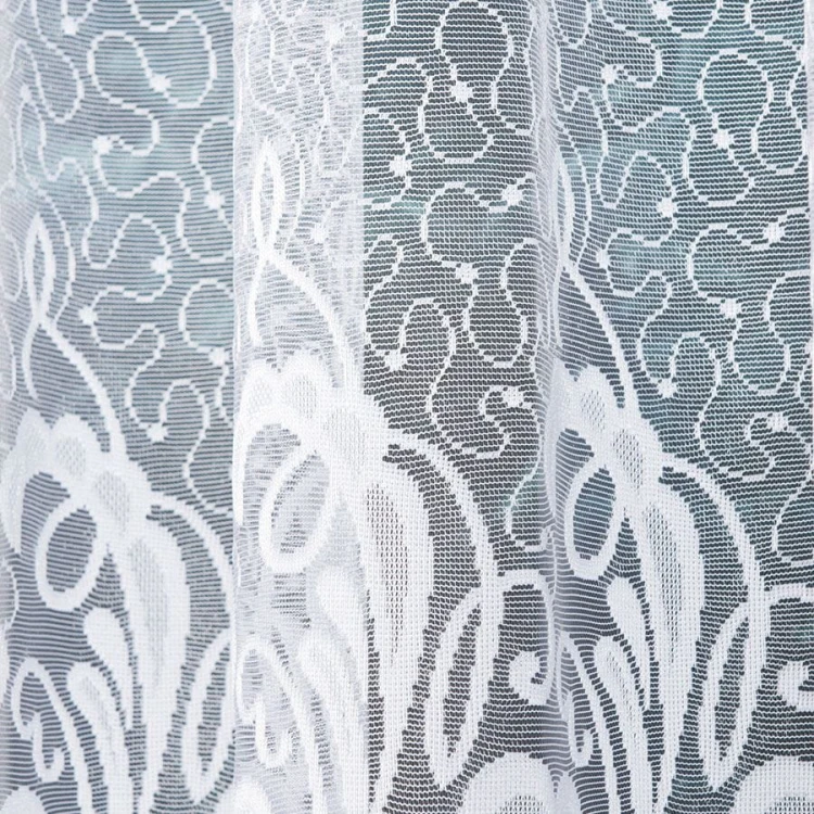 Firanka żakardowa ze wzorem pasowym, wysokość 160cm, kolor biały