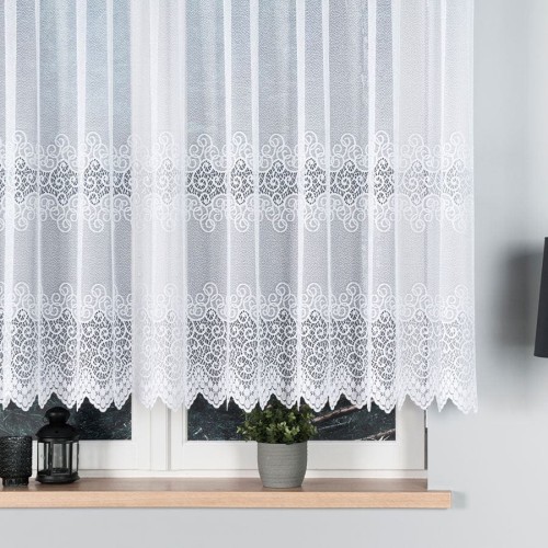 VIOLETTA Firanka żakardowa ze wzorem pasowym, wysokość 140cm, kolor biały