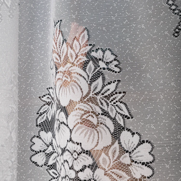 Firanka żakardowa ze wzorem, wysokość 220cm, kolor biały