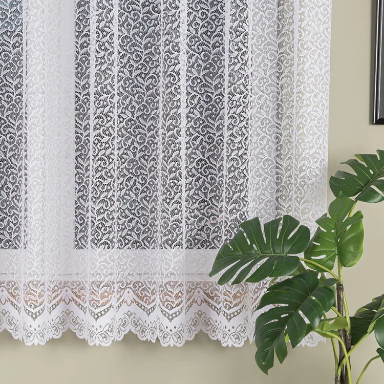 Firanka żakardowa ze wzorem, wysokość 180cm, kolor biały