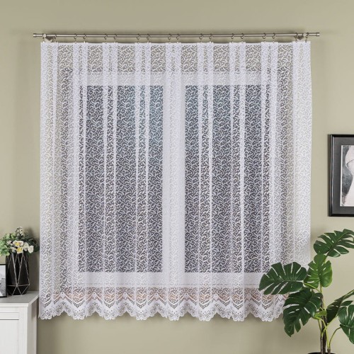 Firanka żakardowa ze wzorem, wysokość 180cm, kolor biały