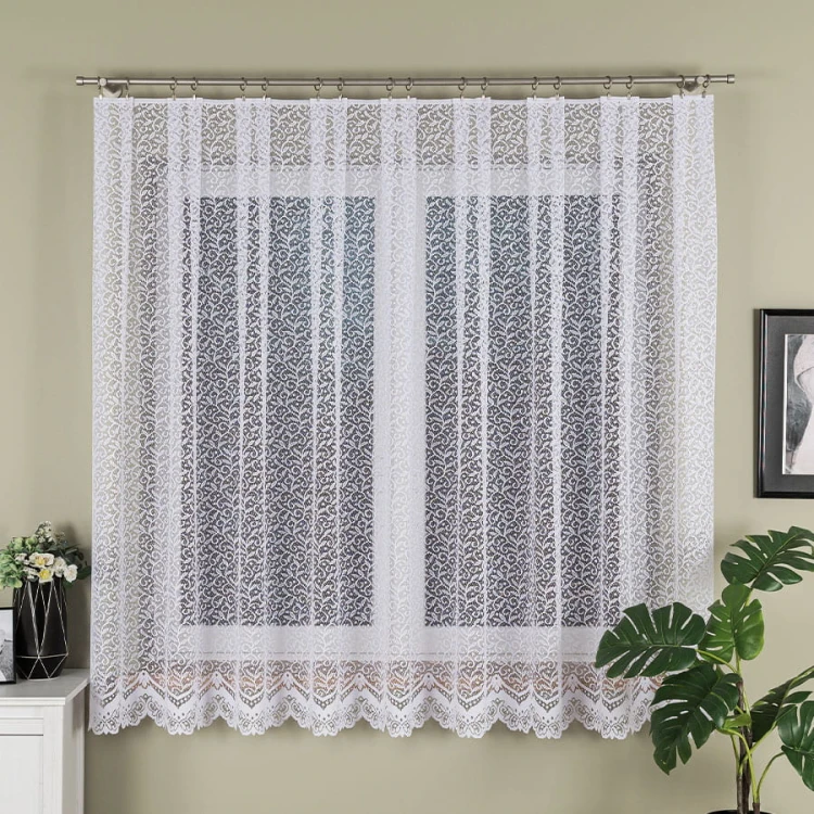 Firanka żakardowa ze wzorem, wysokość 180cm, kolor biały