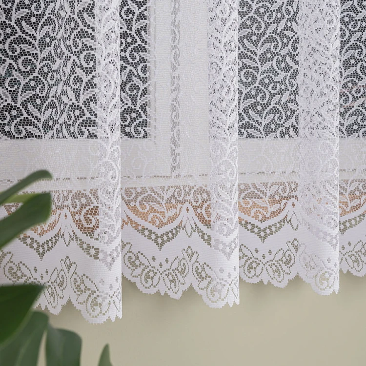 Firanka żakardowa ze wzorem, wysokość 180cm, kolor biały