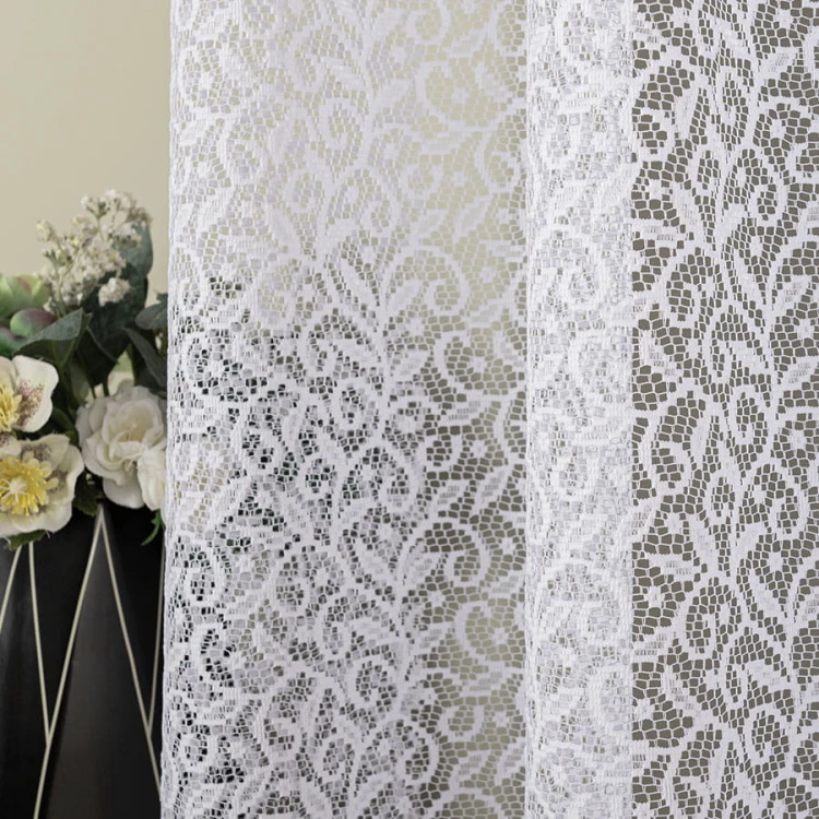 Firanka żakardowa ze wzorem, wysokość 180cm, kolor biały