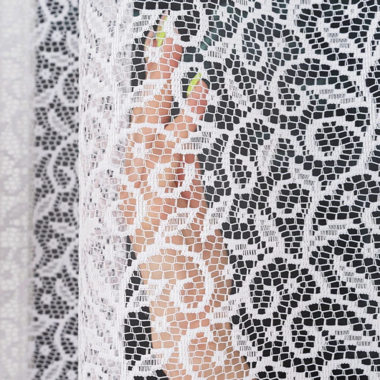 Firanka żakardowa ze wzorem, wysokość 180cm, kolor biały