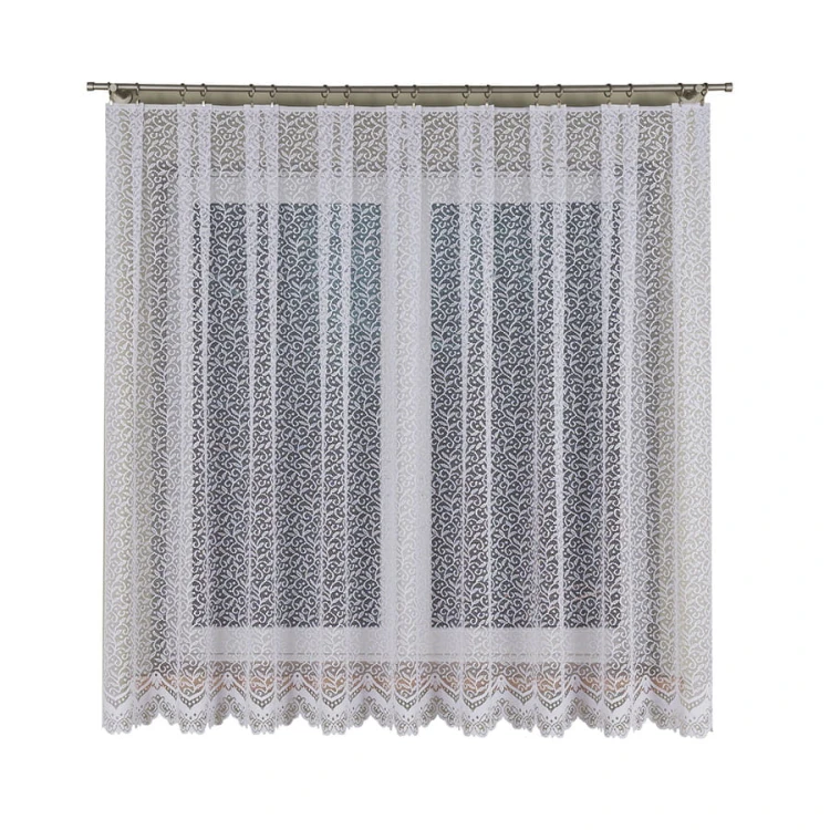 Firanka żakardowa ze wzorem, wysokość 180cm, kolor biały