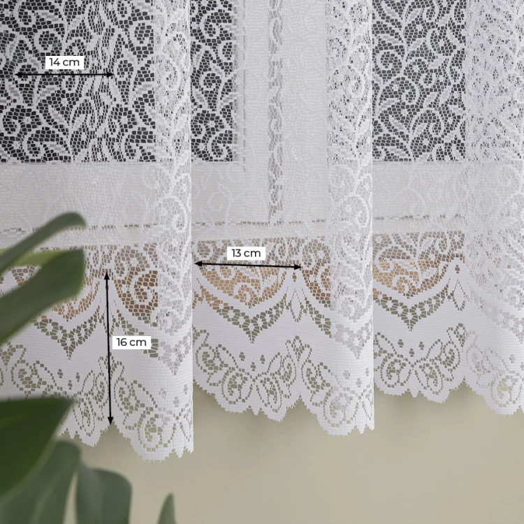 Firanka żakardowa ze wzorem, wysokość 180cm, kolor biały