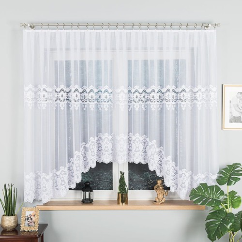 DARIA Firanka żakardowa gotowa, szerokość 400 x wysokość 160cm, kolor biały